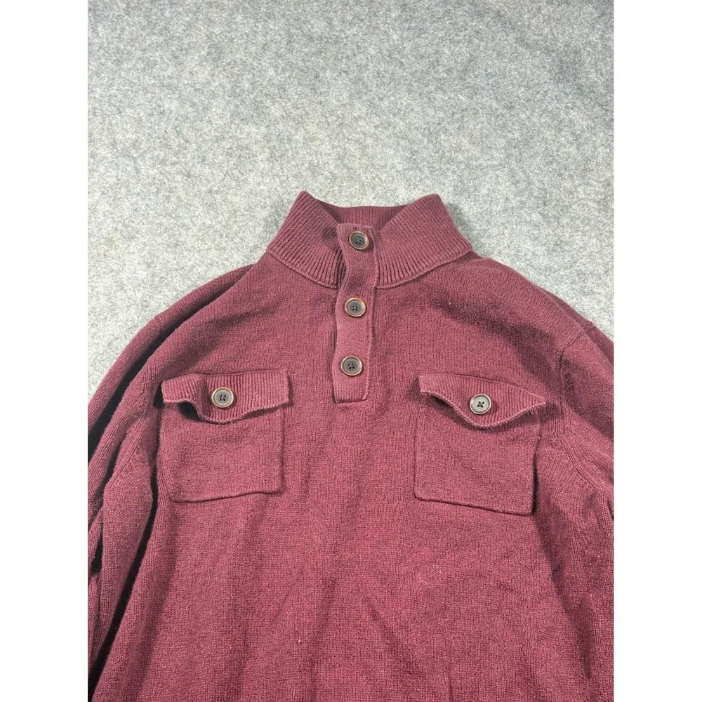Banana Republic Burgundy Mock‎ Neck Button Pocket Sweater Men's Large